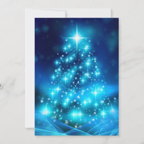 Modern Electric Blue Christmas Tree Holiday Card