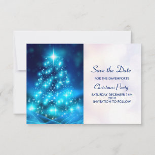 Modern Electric Blue Christmas Tree Save The Date