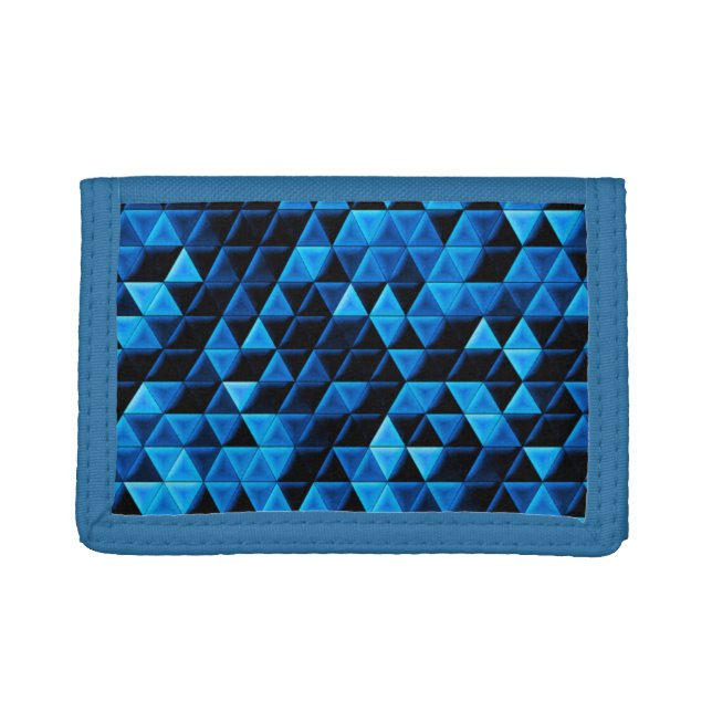 Modern Electric Blue Geometric Triangle Mosaic Trifold Wallet (Front)