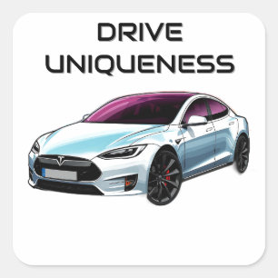 Modern Electric Car Square Sticker