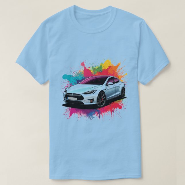 Modern Electric Car T-Shirt (Design Front)