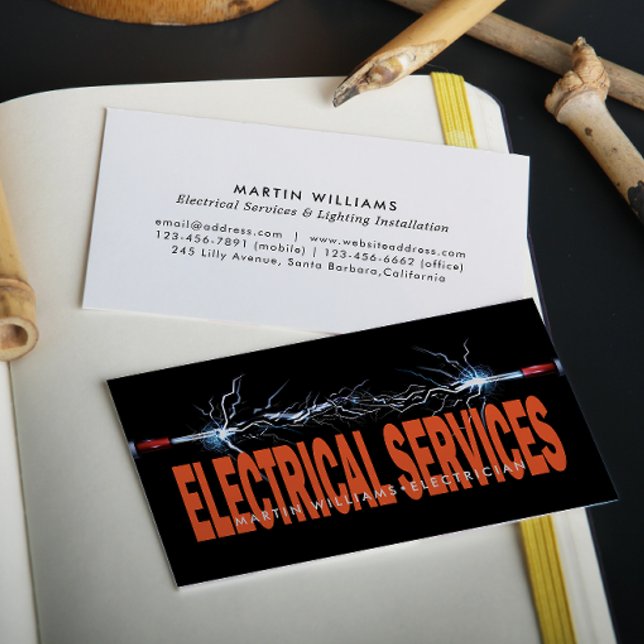 Modern Electric Wire Electrician Business Card (Creator Uploaded)