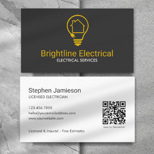 Modern Electrical Contractor QR Code  Business Card