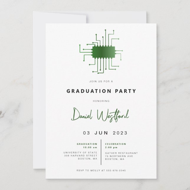 Modern Electrical Engineer Graduation Party Invite (Front)