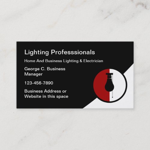 Modern Electrician And Lighting Business Card