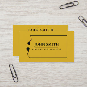 Modern Electrician Extension Cord Logo Black Business Card