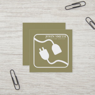 Modern Electrician Extension Cord Logo Square Business Card