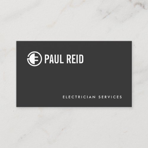 Modern Electrician Logo Black Business Card