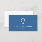 MODERN ELECTRICIAN LOGO LIGHTBULB on BLUE Business Card (Front/Back)