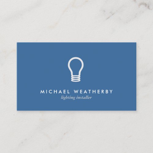 MODERN ELECTRICIAN LOGO LIGHTBULB on BLUE Business Card Template