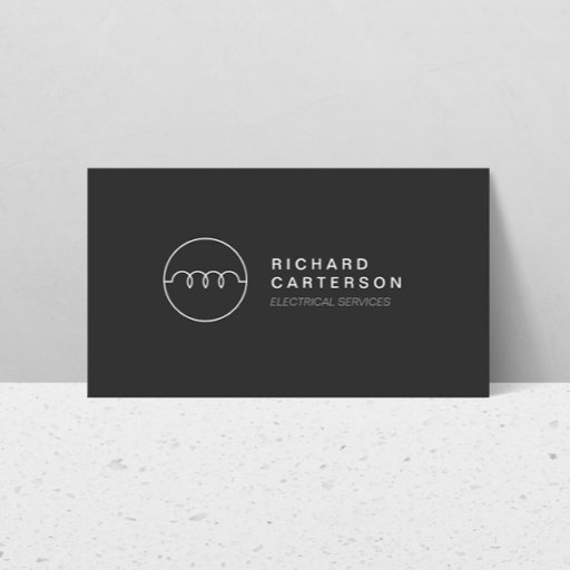 Customizable MODERN ELECTRICIAN LOGO on DK GRAY II Business Card Templates
