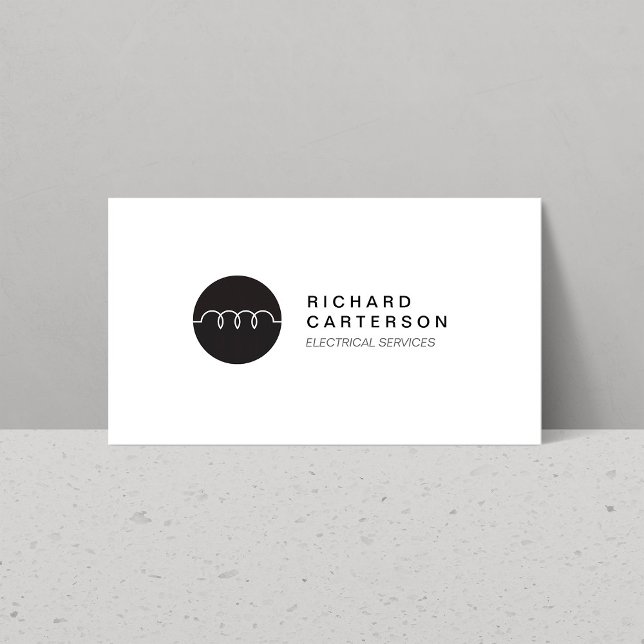 MODERN ELECTRICIAN LOGO on WHITE II Business Card (Creator Uploaded)