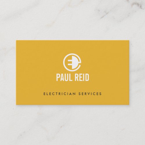 Modern Electrician Logo Yellow Business Card