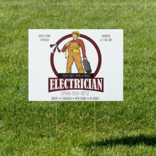 Modern Electrician Power Lighting Handyman Cool Sign