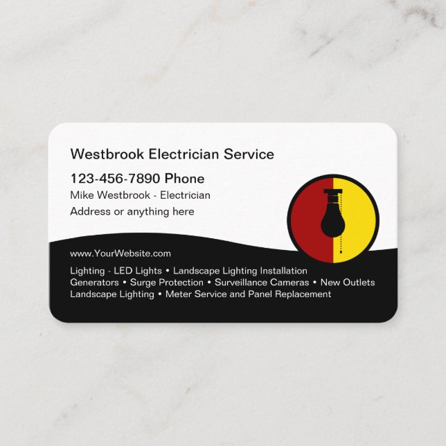 Modern Electrician Professional Business Cards (Front)