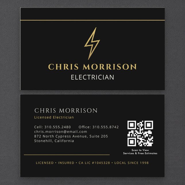 Modern Electrician QR Code Business Card (Creator Uploaded)