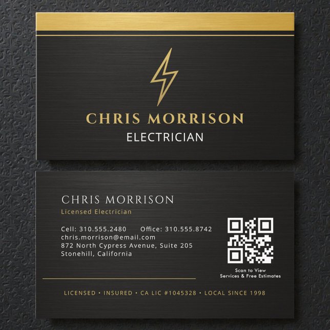 Modern Electrician QR Code Business Card (Creator Uploaded)