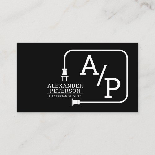 Modern Electrician Service Extension Cord Logo Business Card