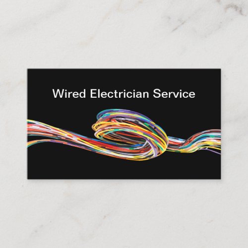 Modern Electrician Service Wired Design Business Card