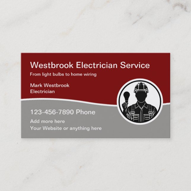 Modern Electrician Service With Logo Grahic Business Card (Front)