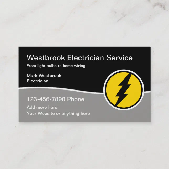 Modern Electrician Service With Logo Template Business Card | Zazzle