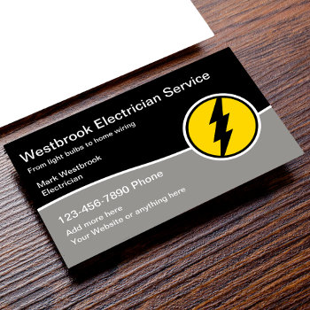 Modern Electrician Service With Logo Template Business Card by Luckyturtle at Zazzle