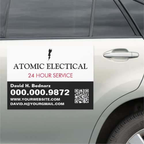 Modern Electrician Simple Black And White Car Magnet