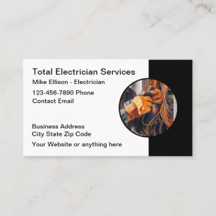 Modern Electrician Unique Business Cards