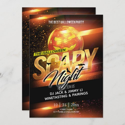 Modern Electronic Neon Effect Halloween Party Invitation