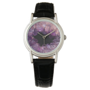Modern elegan chic purple amethyst mineral pattern watch
