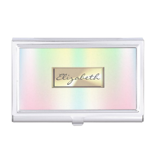 Modern Elegan Holographic Business Card Case (Front)