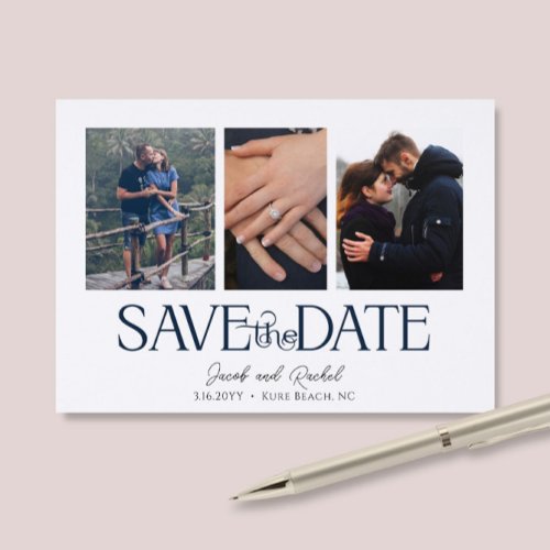 Modern Elegance 3-Photo Wedding Save the Date Letterpress Photo Cards