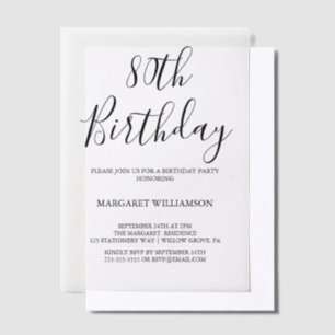 Modern Elegance 80th Birthday Vellum Invitations