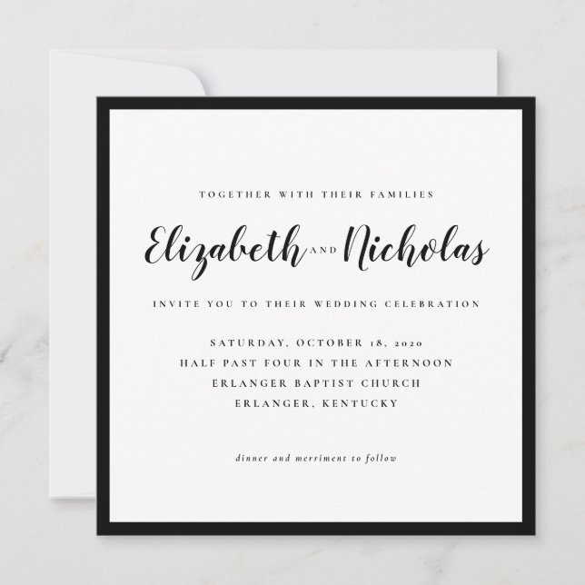 Modern Elegance Black and White Wedding Invitation (Front)
