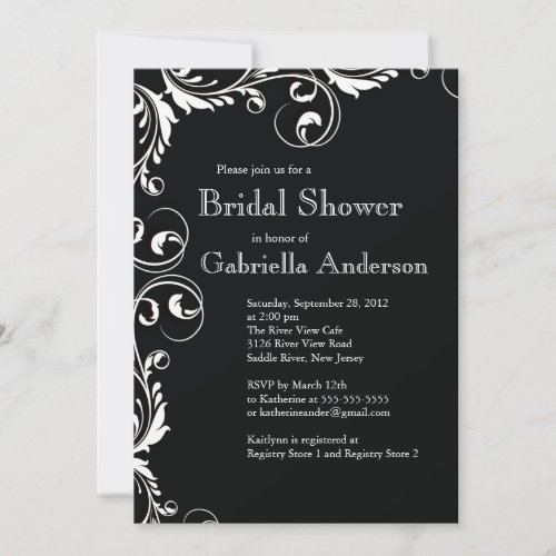 Modern Elegance Black Bridal Shower Invitation