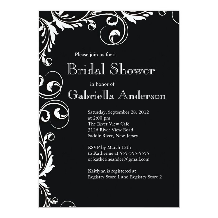 Modern Elegance Black Bridal Shower Invitation | Zazzle