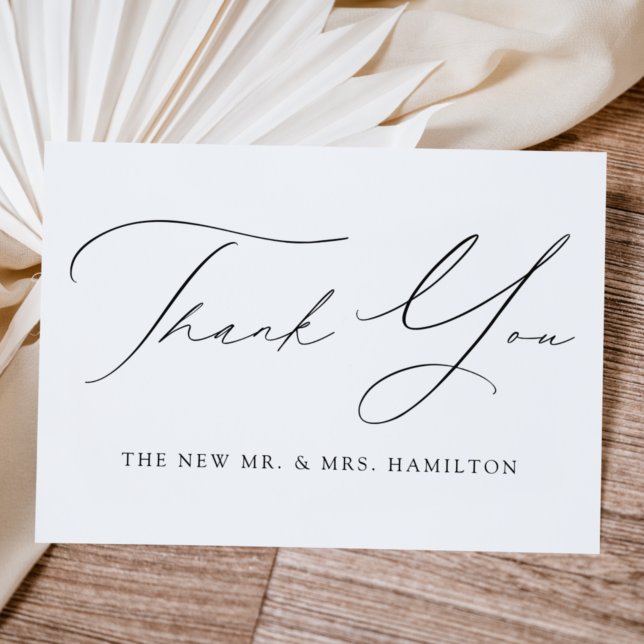 Modern Elegance Black Script Wedding Thank You Card (Creator Uploaded)