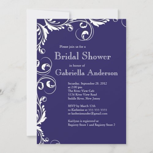 Modern Elegance Blue Bridal Shower Invitation