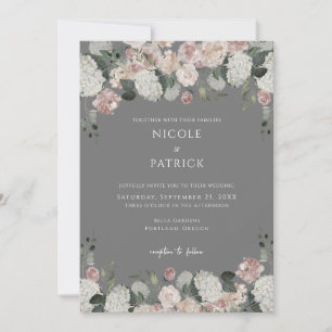 Modern Elegance blush floral sage green wedding Invitation
