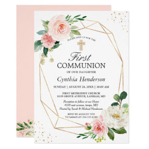 Pink First Communion Invitations Zazzle