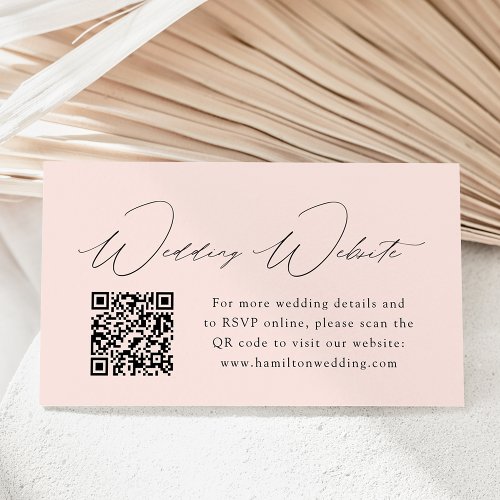 Modern Elegance Blush Wedding Website QR Code Enclosure Card