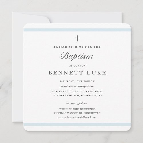 Modern Elegance Boys Baptism Invitation