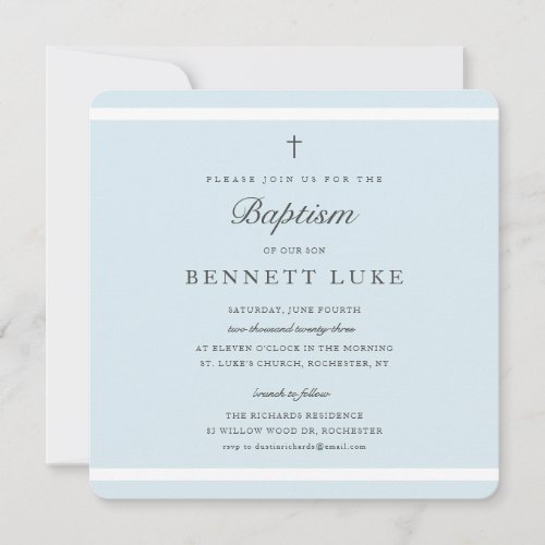 Modern Elegance Boys Baptism Invitation