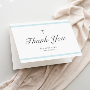 Modern Elegance Boys Baptism  Letterpress Thank You Card