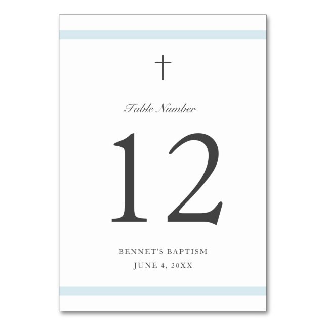 Modern Elegance Boys Baptism Table Number (Front)