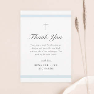 Modern Elegance Boys Baptism Thank You Card