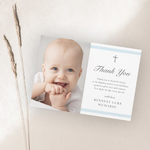 Modern Elegance Boys Baptism Thank You Postcard