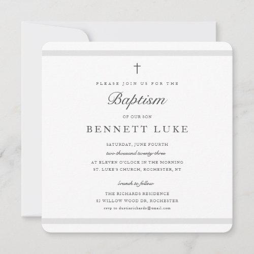 Modern Elegance Boys or Girls Baptism Invitation