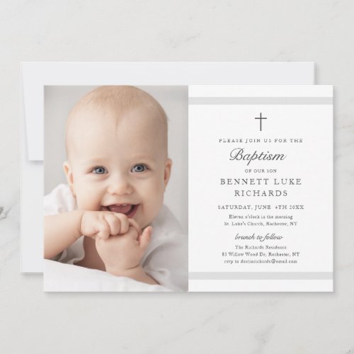 Modern Elegance Boys or Girls Photo Baptism Invitation