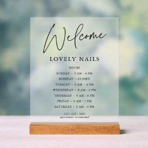 Modern Elegance Business Office Hours Welcome Sign